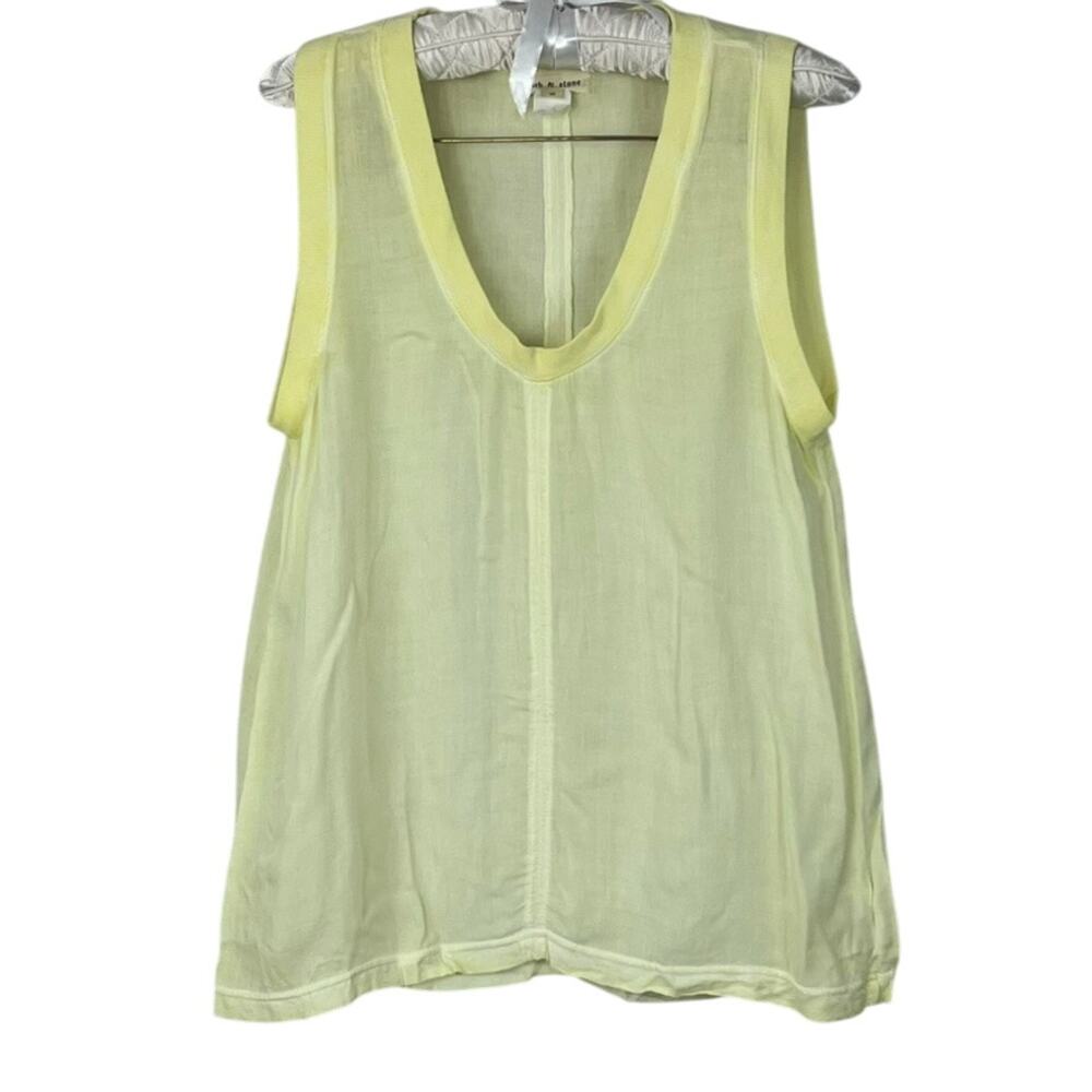 Cloth & Stone Anthropology Tank Top M Yellow Deep V- Neck Semi Sheer Lightweight